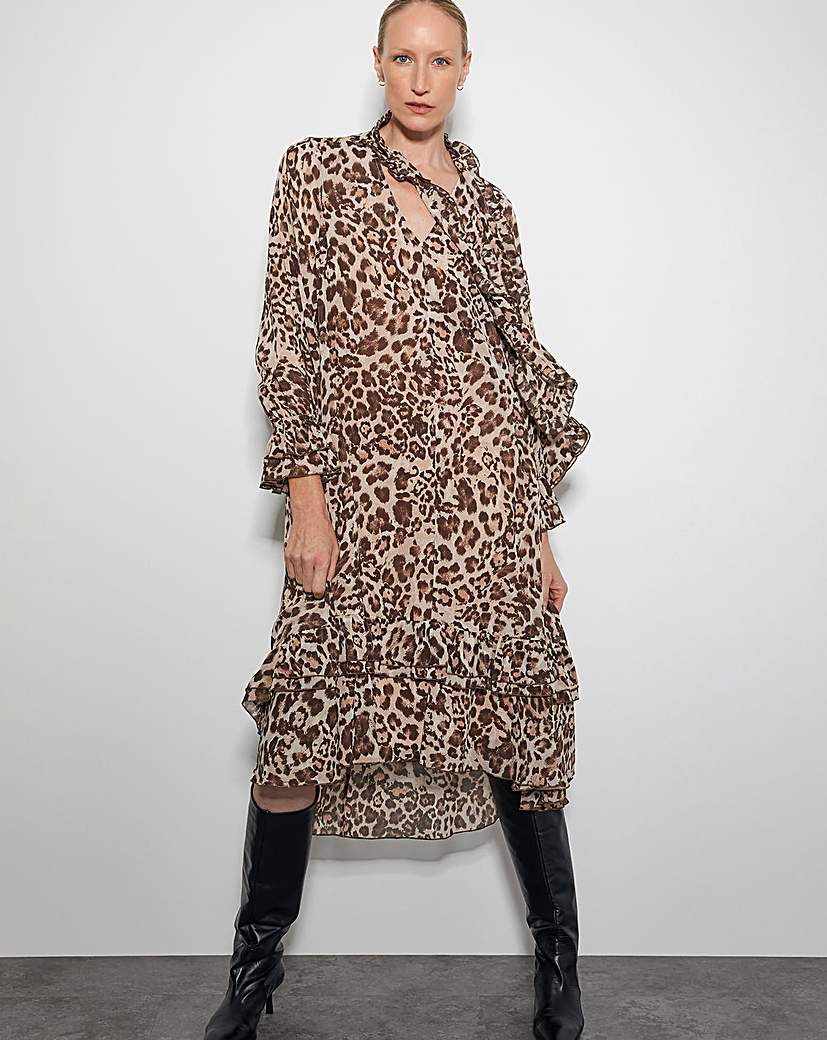 Monsoon Allegra Leopard Print Midi Dress