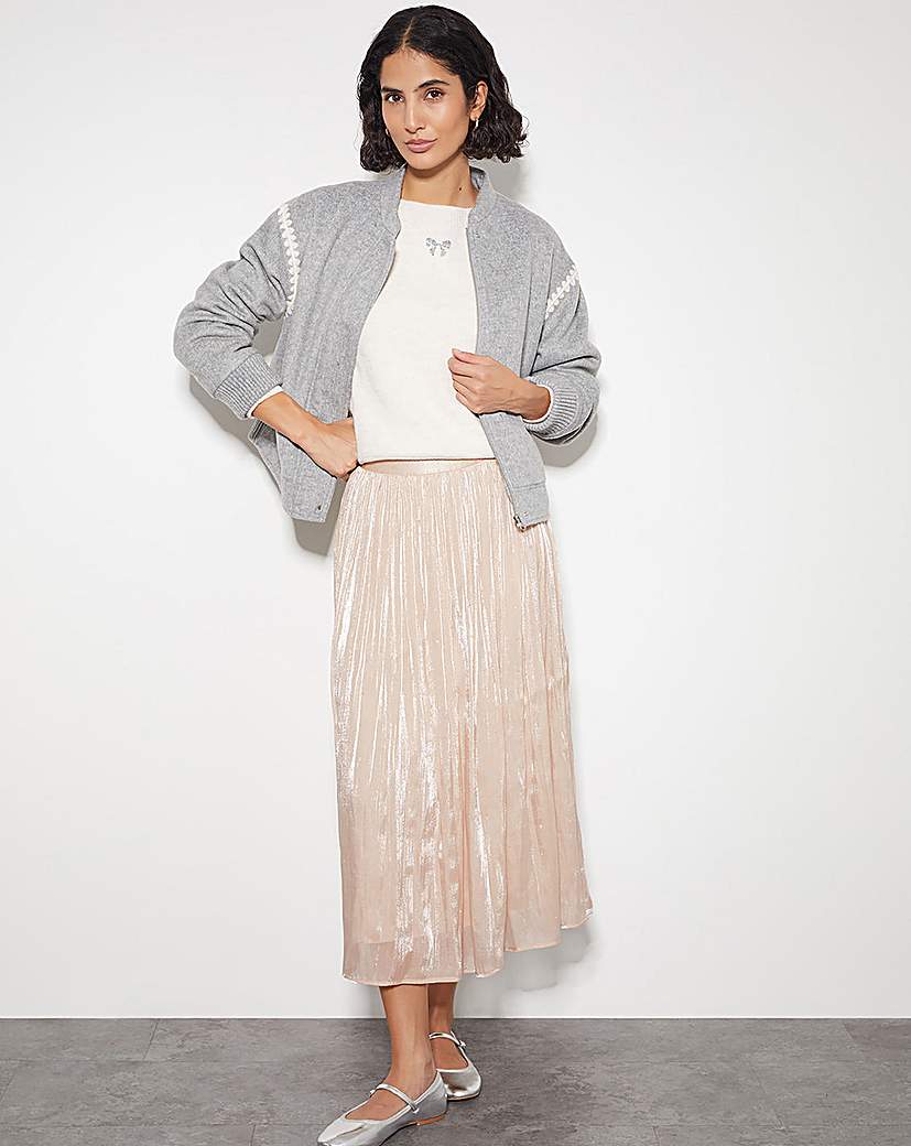 New In - Monsoon Sia Metallic Shimmer Midi Skirt