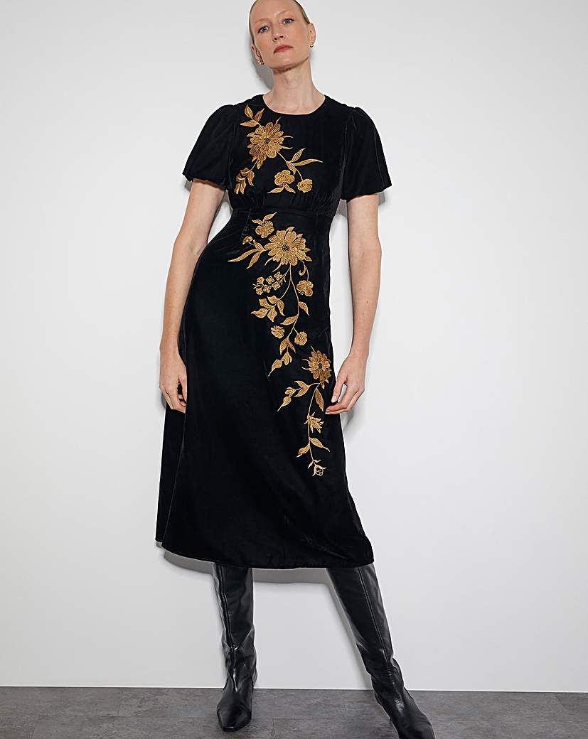 New In - Monsoon Kendra Velvet Midi Dress