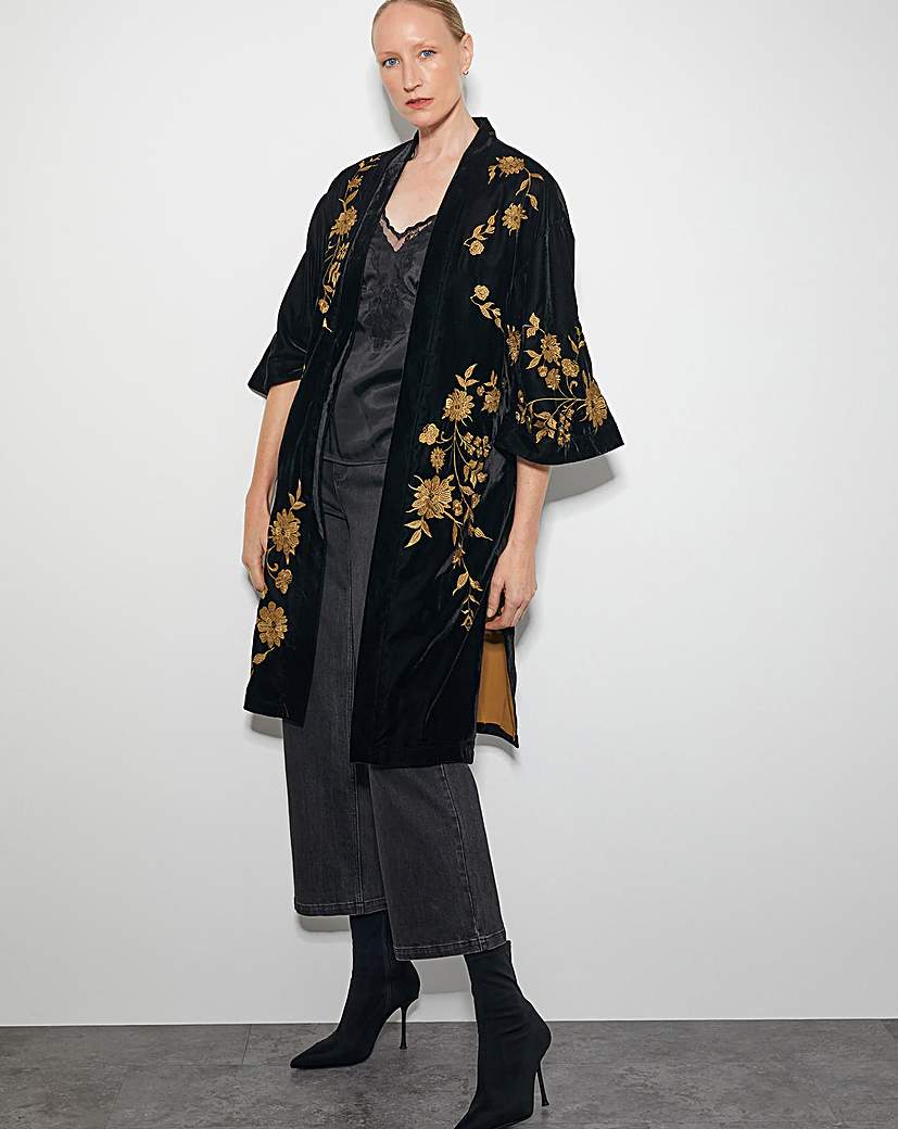 New In - Monsoon Kendra Velvet Kimono