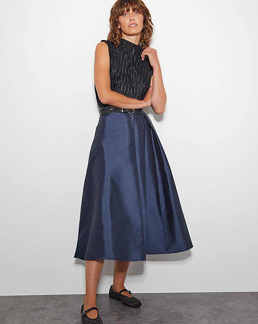 Monsoon Tanya Taffeta Pleated Midi Skirt