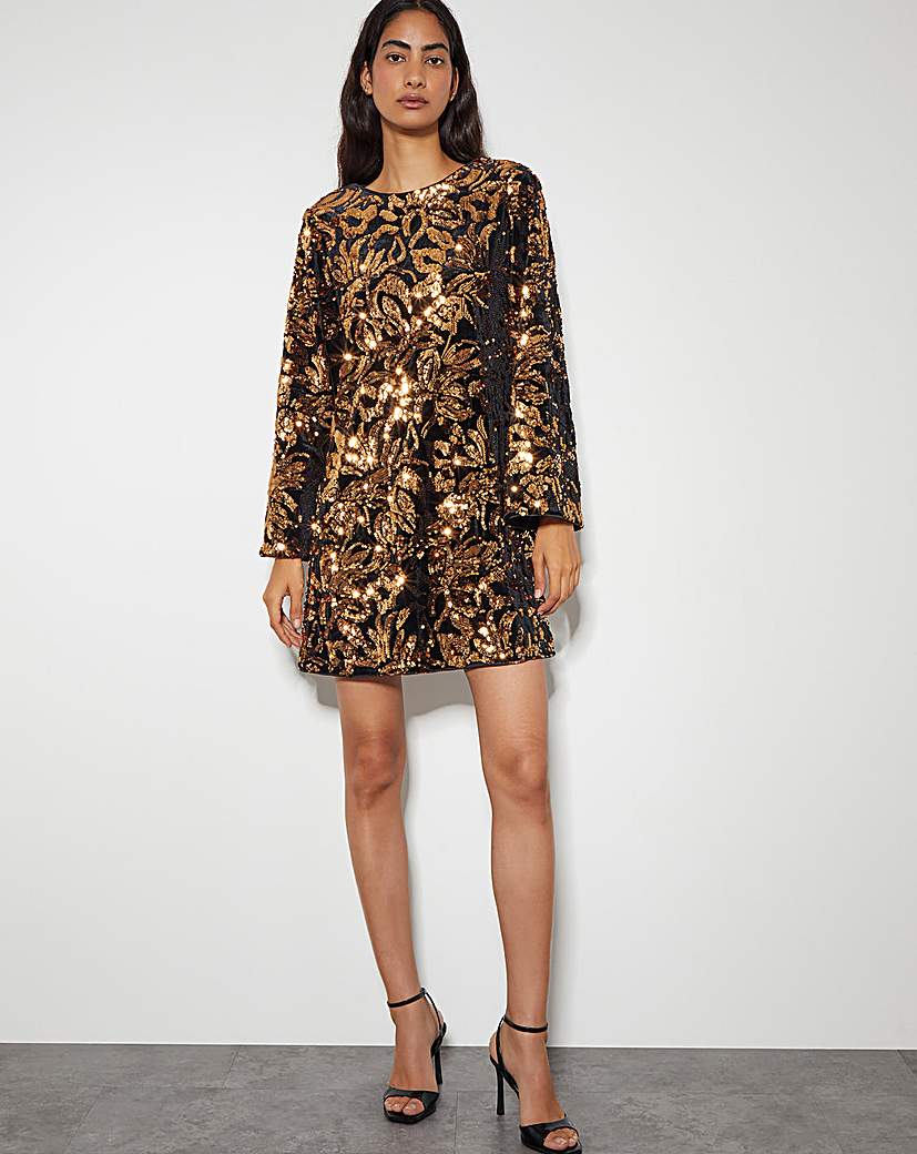 New In - Monsoon Anna Sequin Velvet Mini Dress