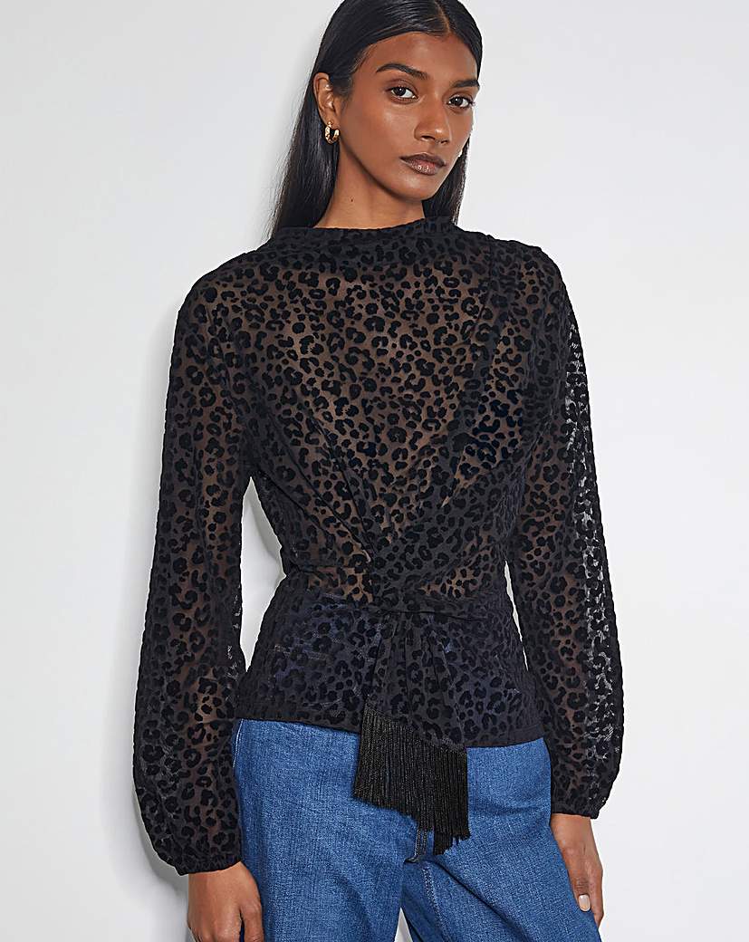 New In - Monsoon Deb Leopard Print Sheer Top