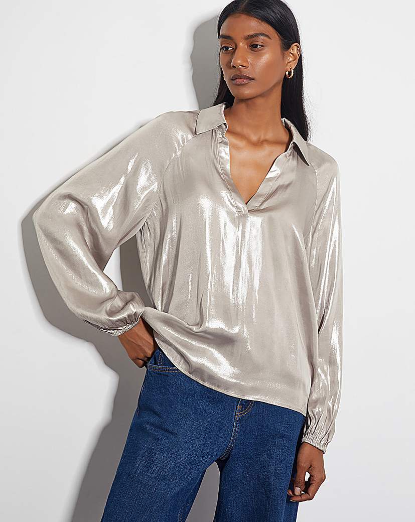 Monsoon Lillie Metallic Collar Blouse