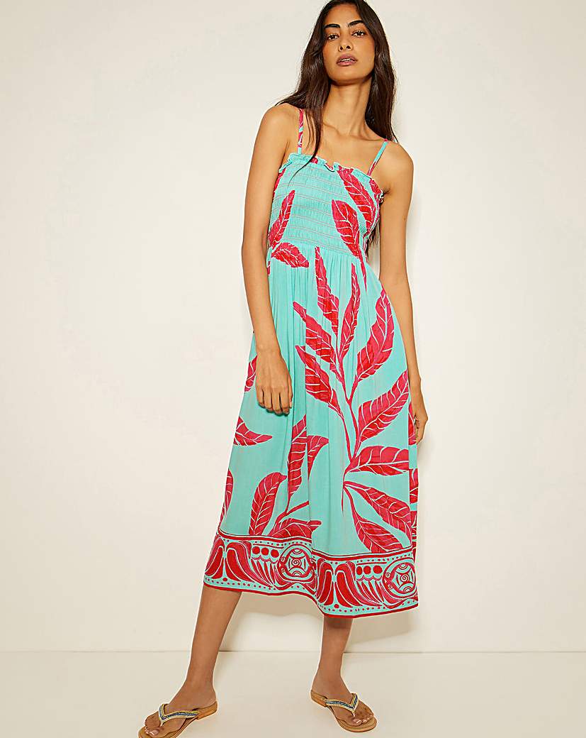 Monsoon Pamela Palm Print Midi Sundress