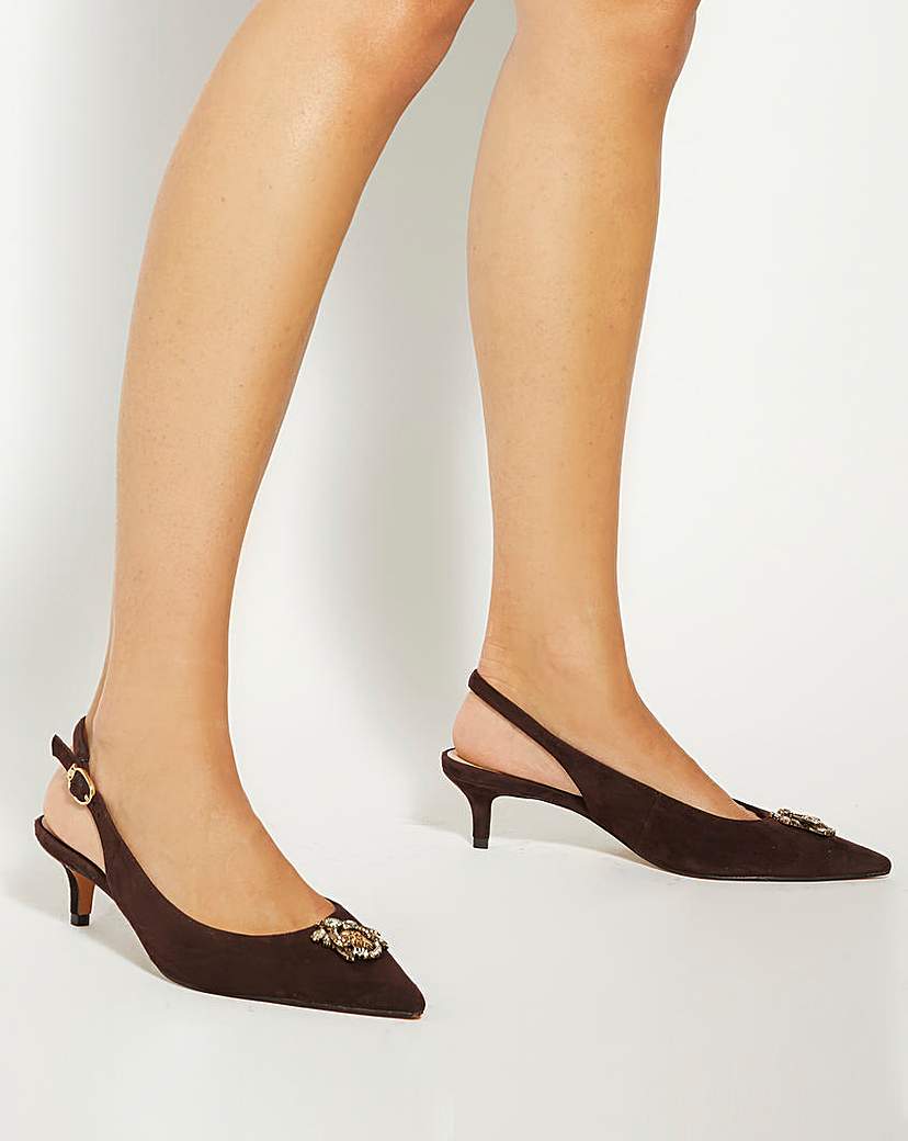 New In - Brown Suede Slingback Heels Standard Fit