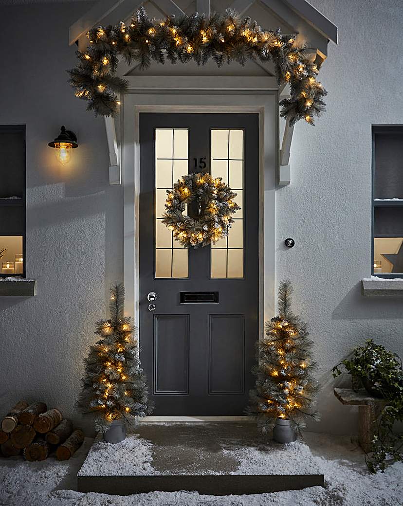 Grey Glitter Christmas Door Decor Set