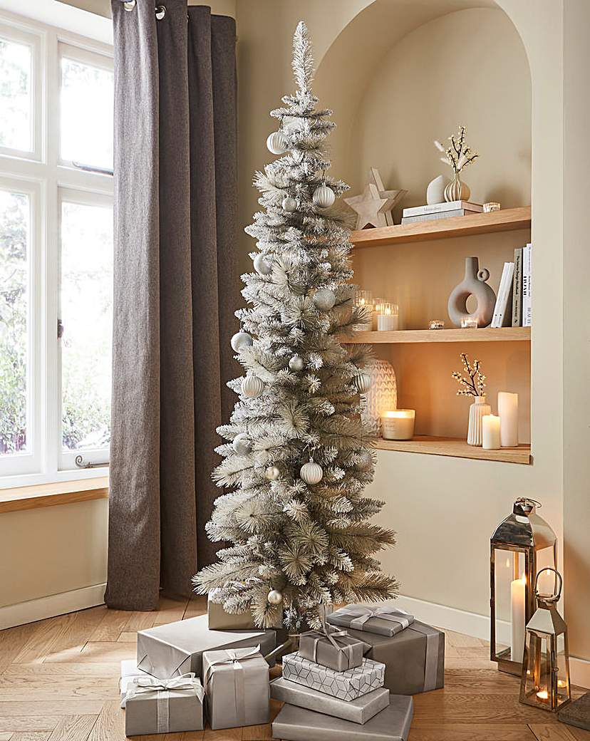 Grey Glitter 6ft Slim Christmas Tree