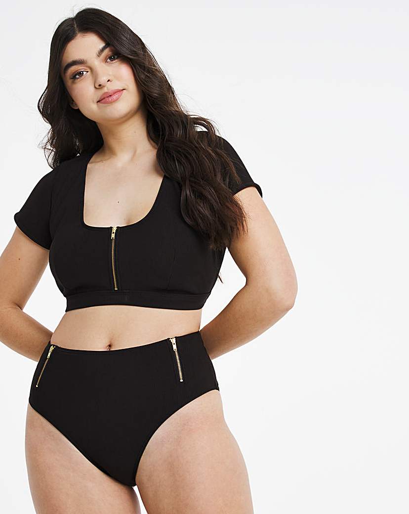 Wolf & Whistle Zip Swim Crop Top