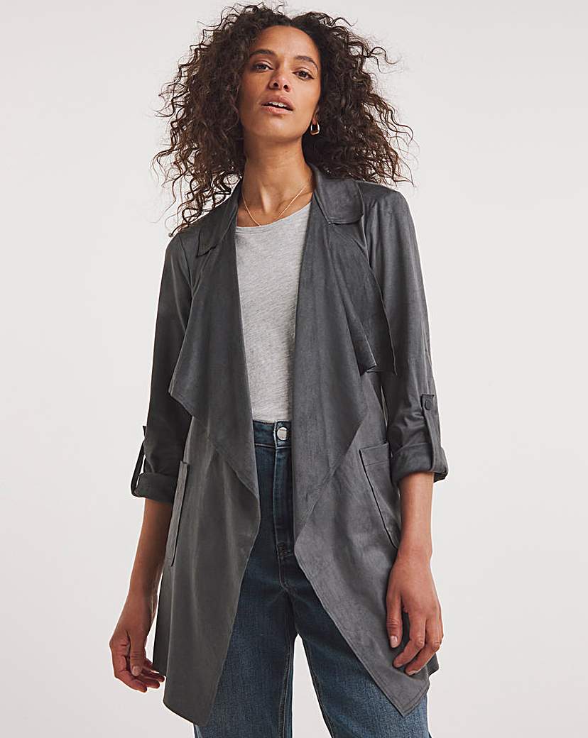 Charcoal Suedette Waterfall Jacket
