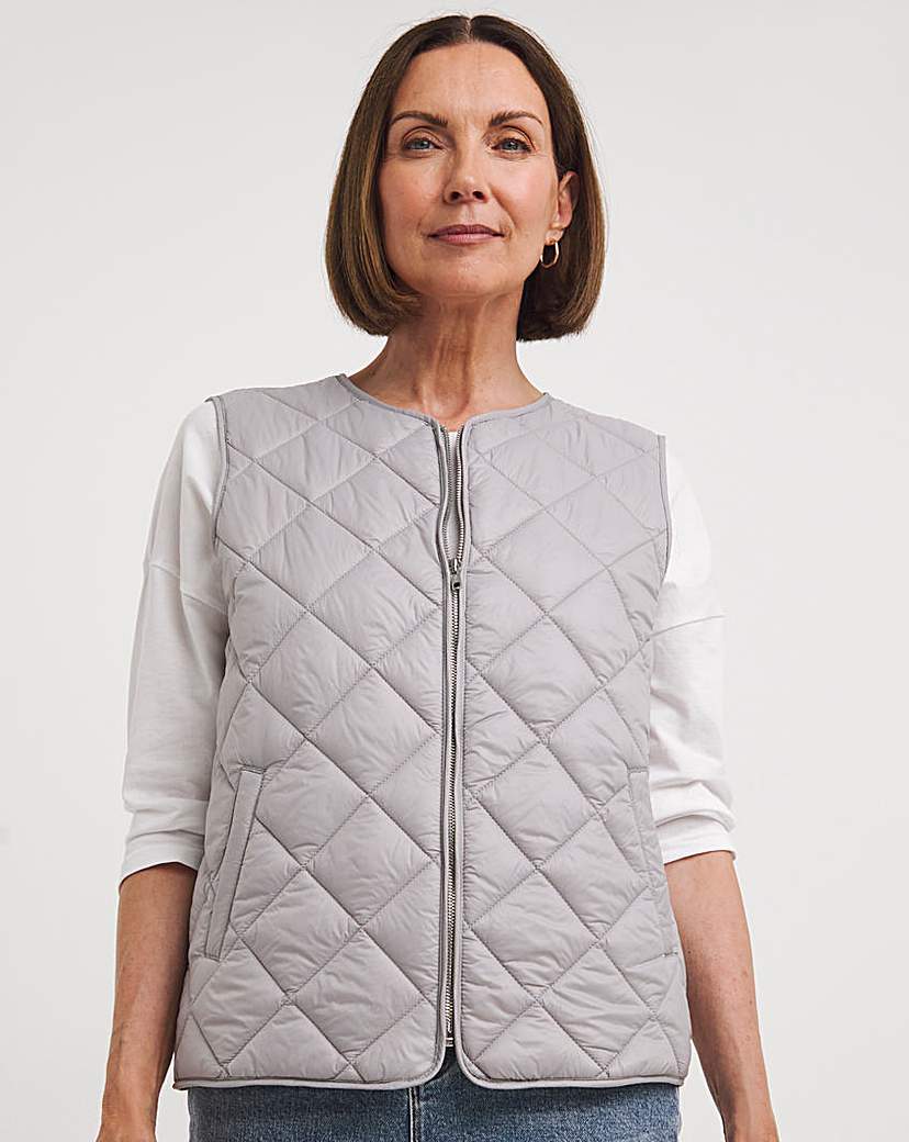 Grey Short Quilted Gilet