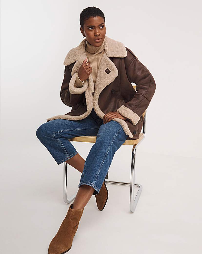 Faux Shearling Relaxed Aviator