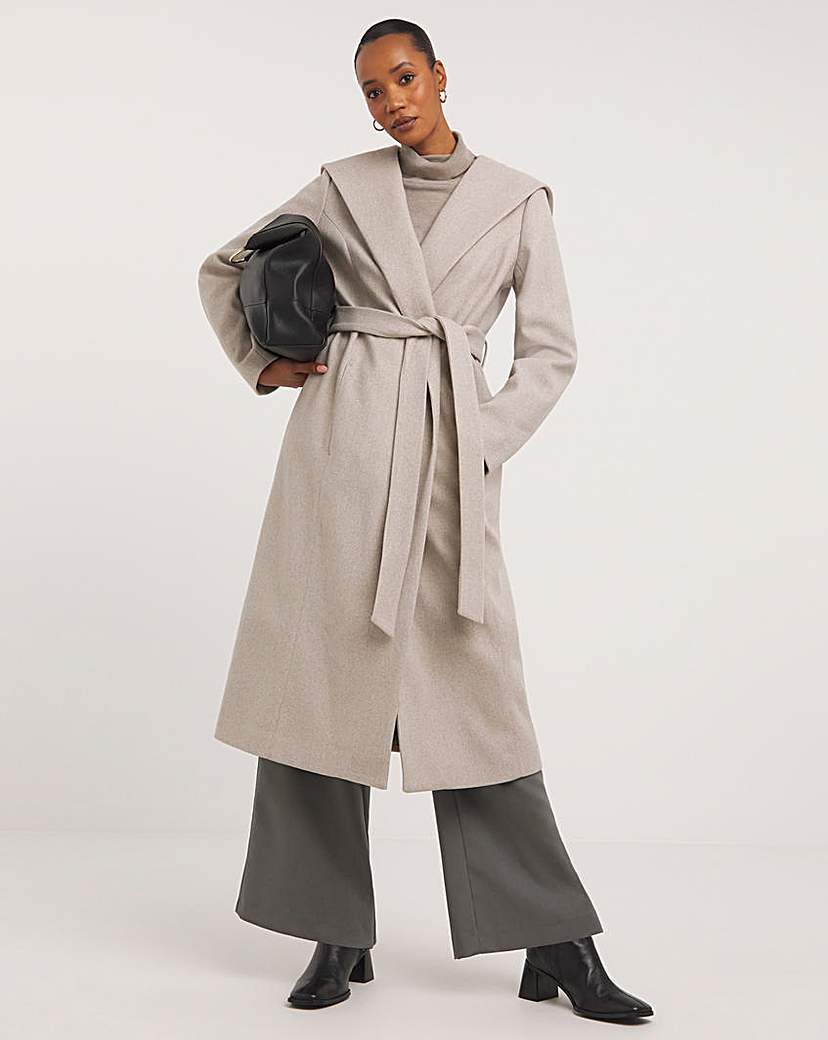 Oatmeal Hooded Robe Coat