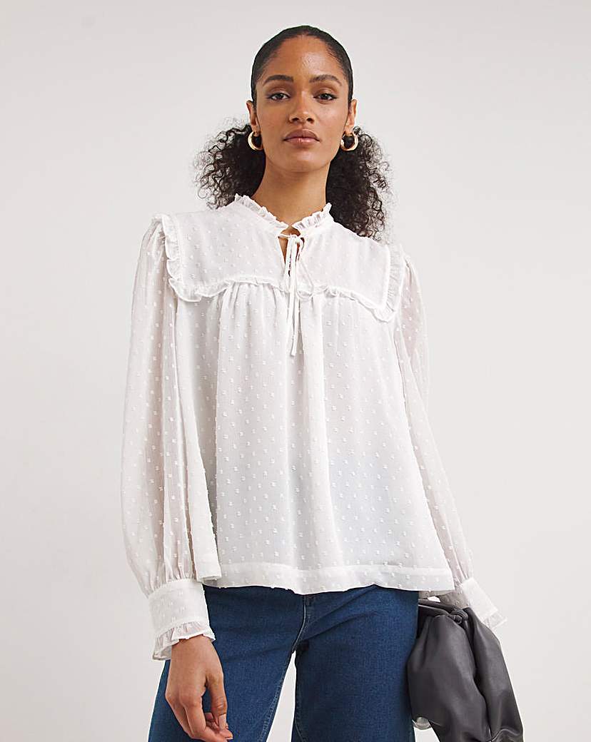 Whistles Dobby Large Collar Top