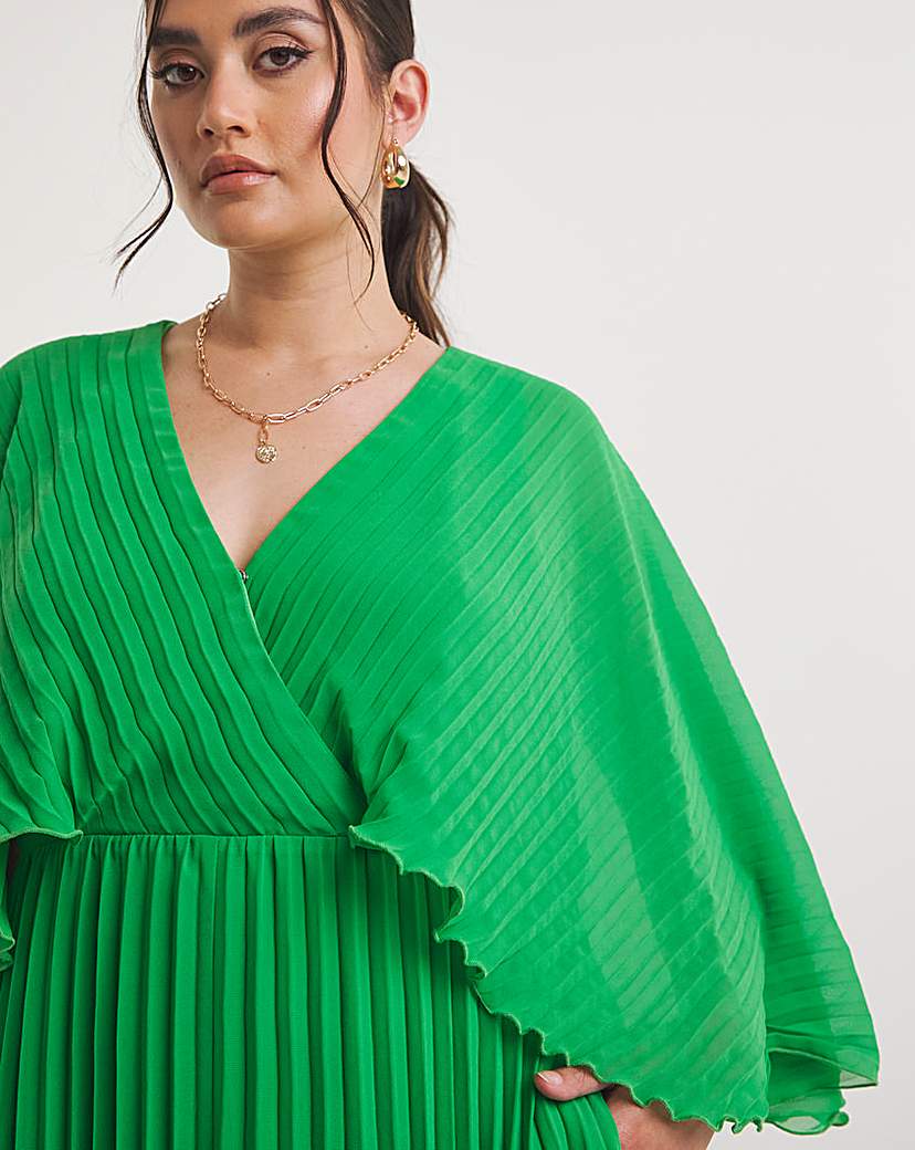 Joanna Hope Green Pleated Maxi Dress