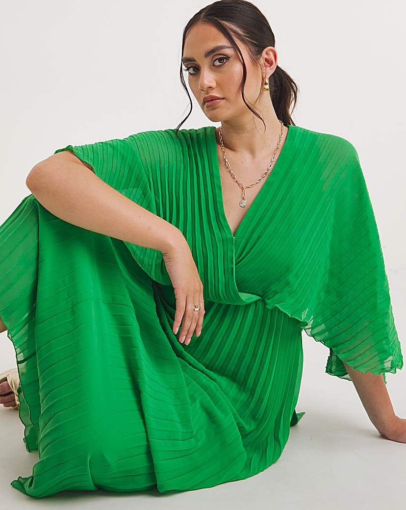 Joanna Hope Green Pleated Maxi Dress