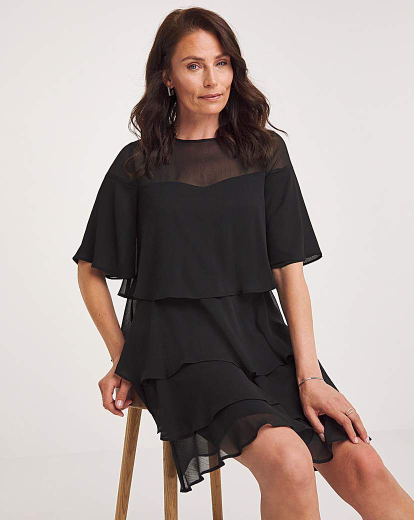 Joanna Hope Black Tiered Shift Dress