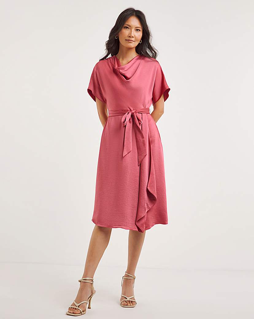 Joanna Hope Satin Cowl Neck Dress