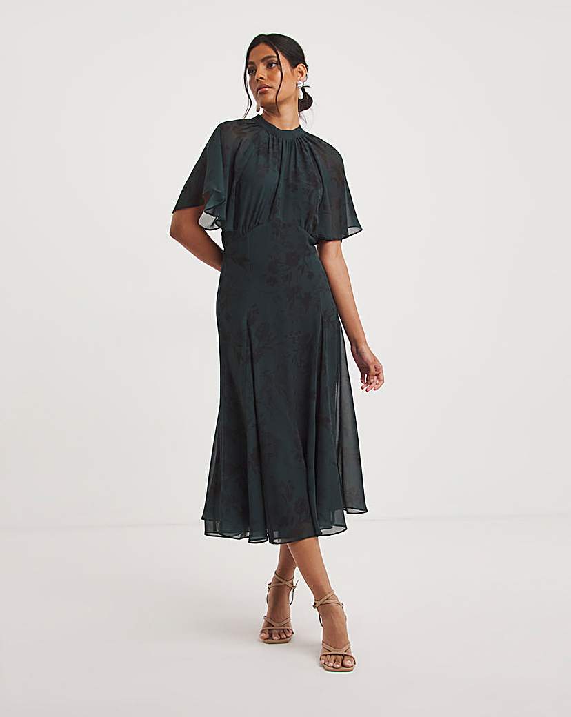 Joanna Hope Angel Sleeve Midi Dress