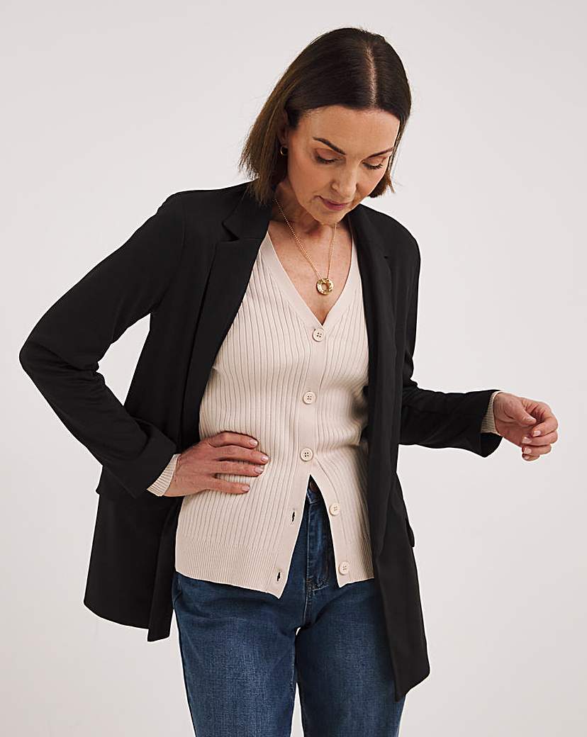 New In - Black Ponte Jersey Relaxed Blazer