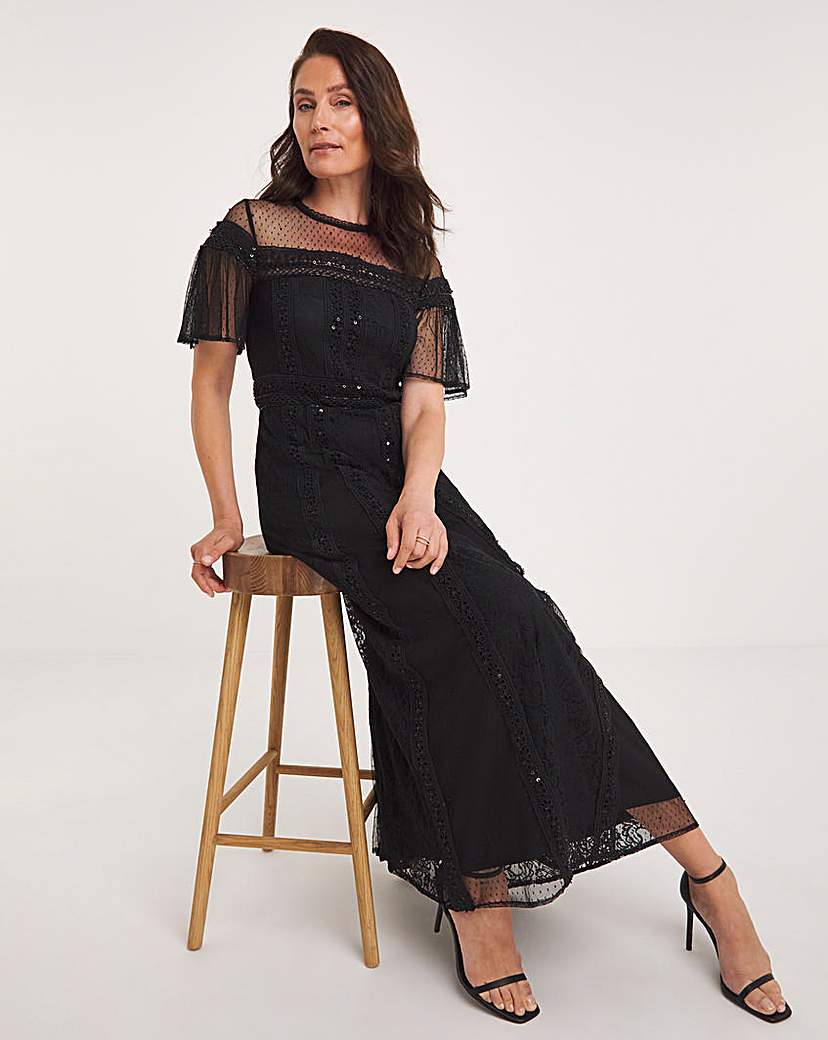 Joanna Hope Mesh Lace Beaded Dress