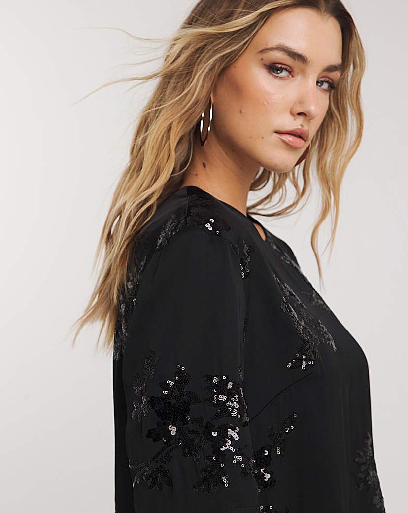 Joanna Hope Satin Sequin Top