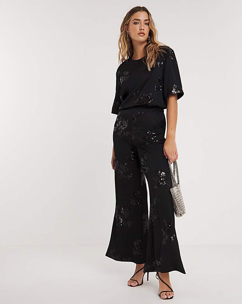 Joanna Hope Satin Sequin Top