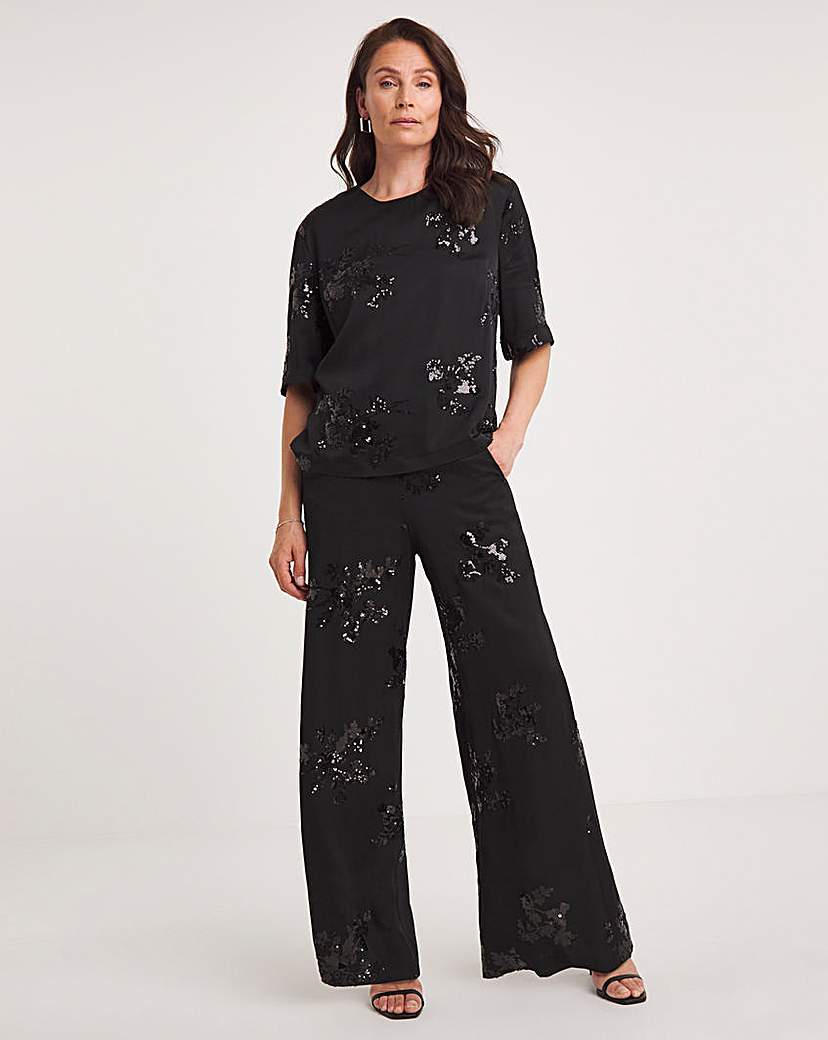 Joanna Hope Sequin Wide Leg Trouser