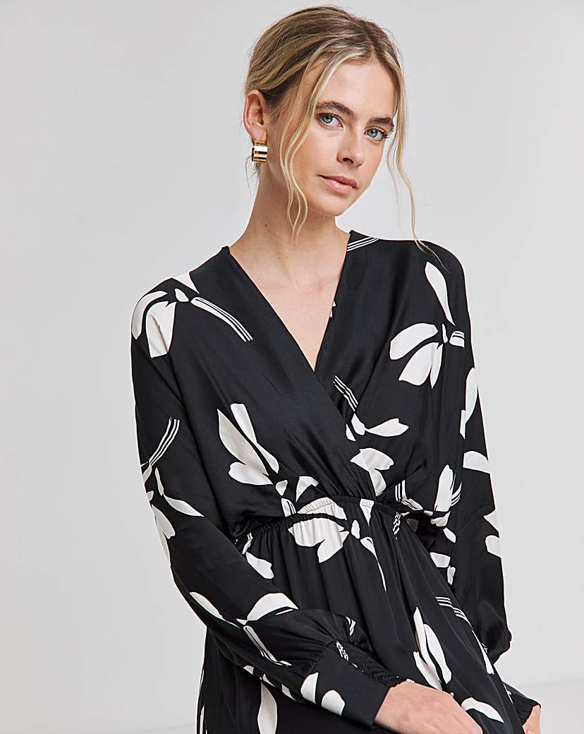 Joanna Hope Wrap Front Batwing Dress