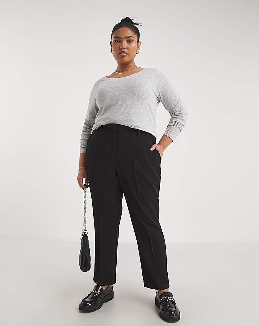 Black Tapered Ankle Grazer Trousers
