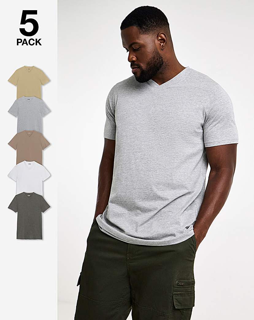 5 Pack V Neck T-Shirts Extra Long