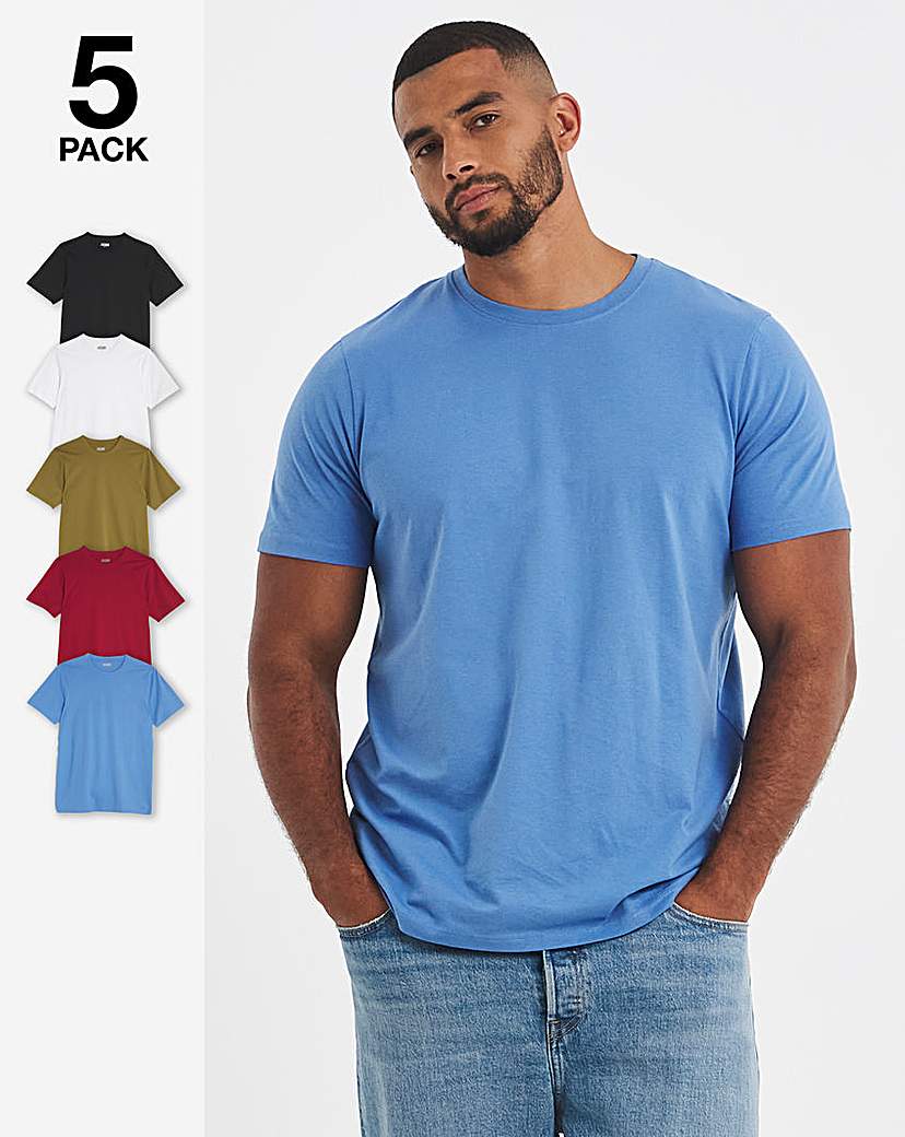 5 Pack Pure Cotton Crew Neck T-Shirts