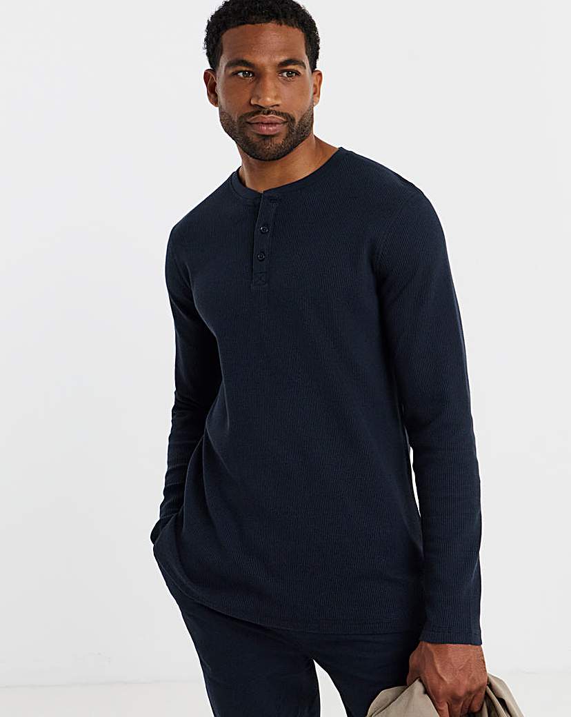 Textured Long Sleeve Grandad T-Shirt