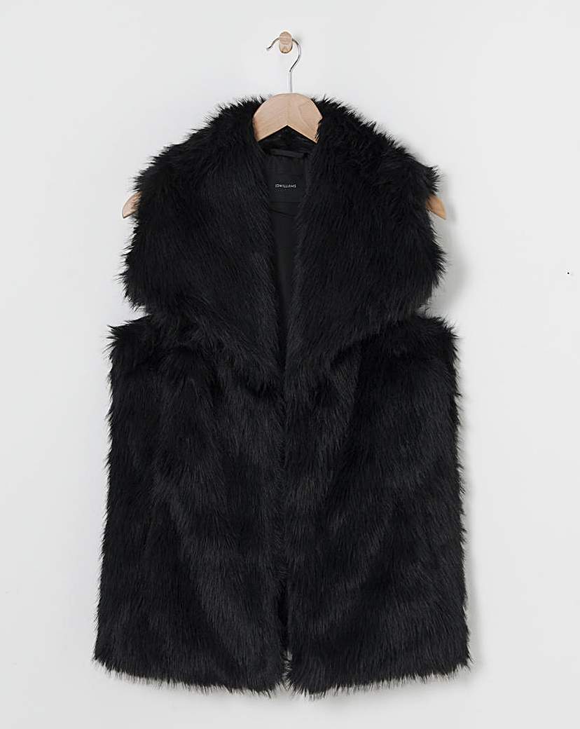 Black Long Pile Faux Fur Gilet