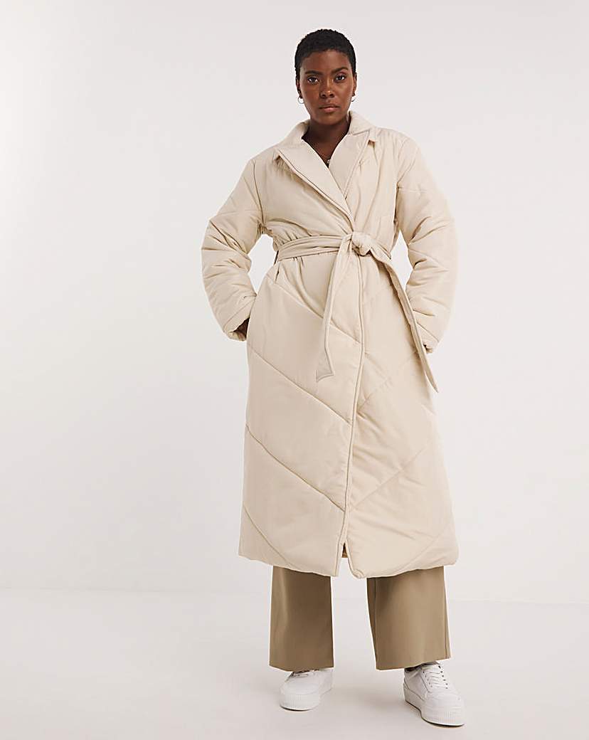 Ecru Padded Robe Coat