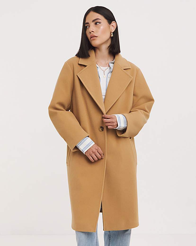 Camel Short Faux Wool Coat - Camel