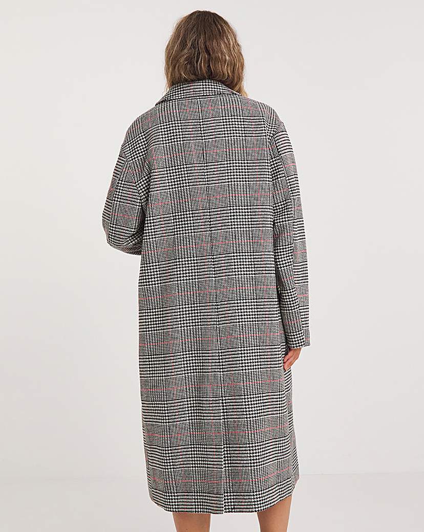 Check Faux Wool Relaxed Blazer Coat
