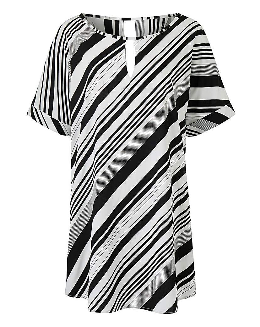 Image of Mono Stripe Twist Back Detail Top