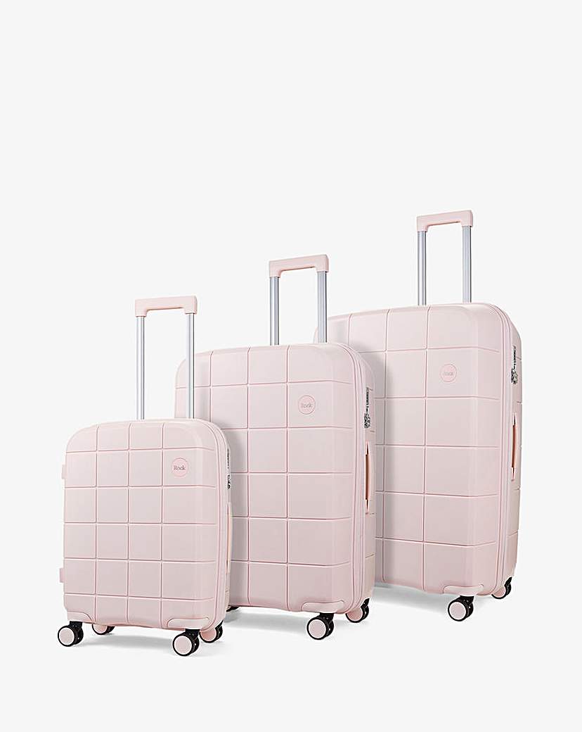 Rock Pixel Pastel Pink Luggage 3pc set