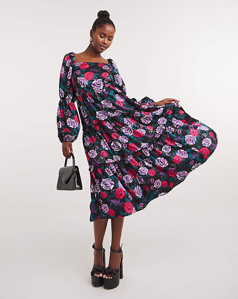 Floral Square Neck Dress | Simply Be