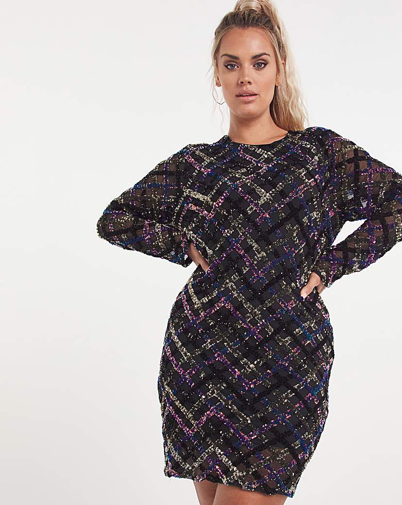 Velour Super Stretch Sequin Plunge Dress