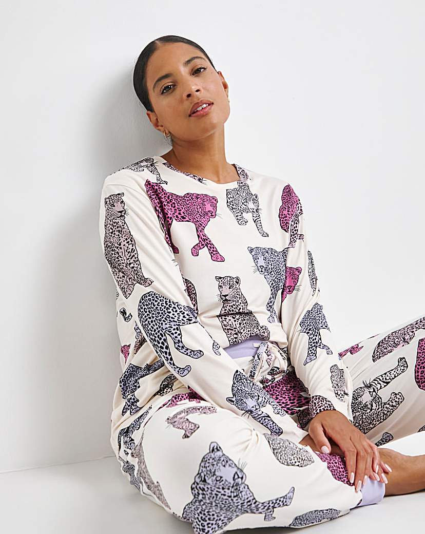 Chelsea Peers Jersey Leopard Crew PJ Set