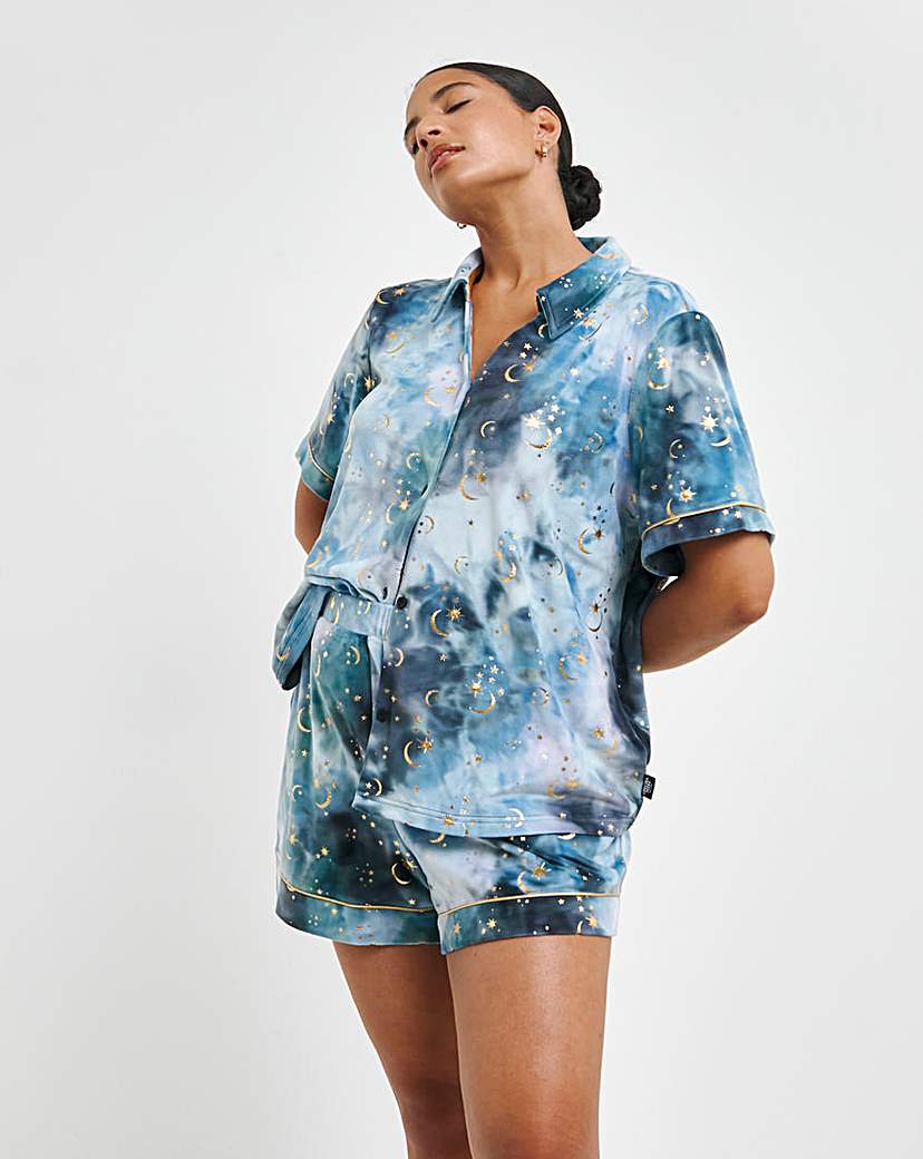Chelsea Peers Velour Moon Short PJ Set - Multi