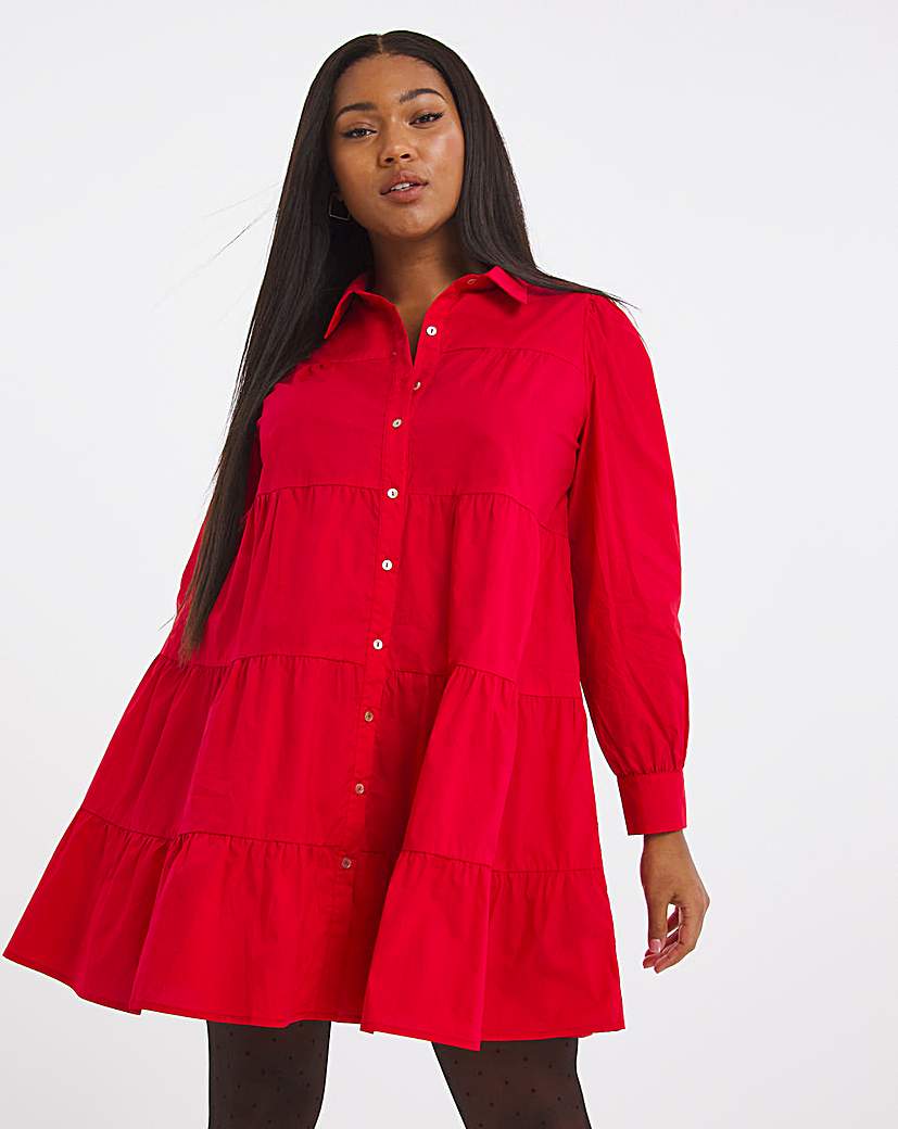 Tiered Smock Shirt Dress