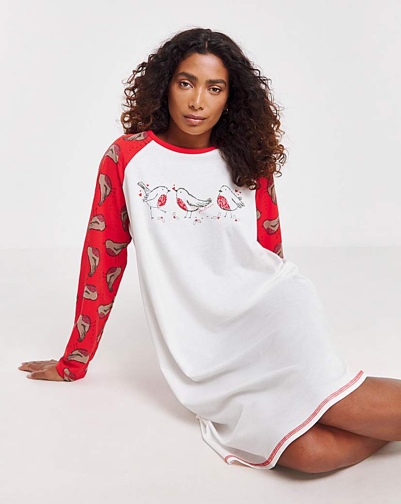 Joe Browns Festive Robin Nightie Red