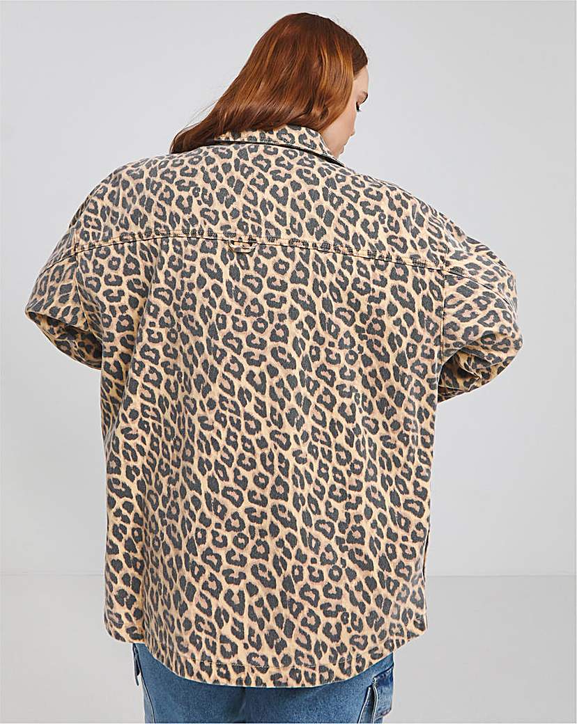 Leopard Print Utility Cargo Jacket