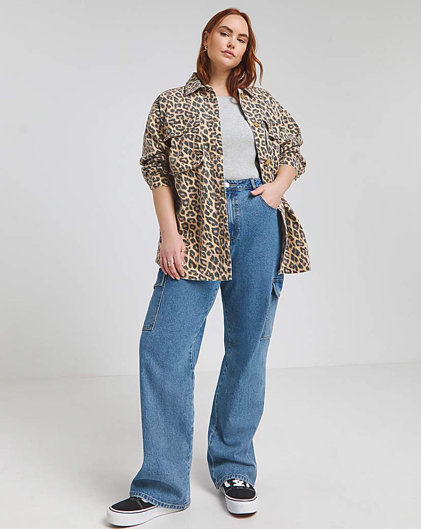 Leopard Print Utility Cargo Jacket