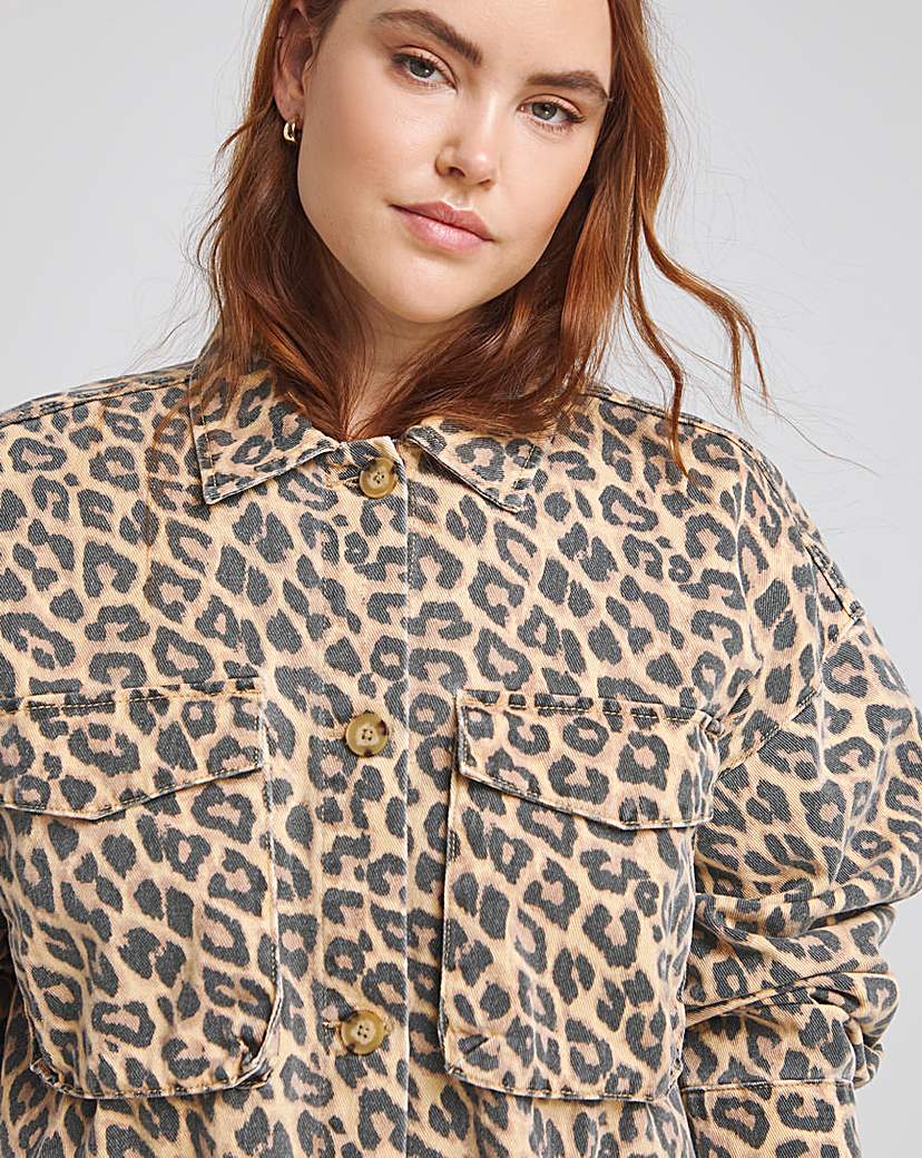 Leopard Print Utility Cargo Jacket