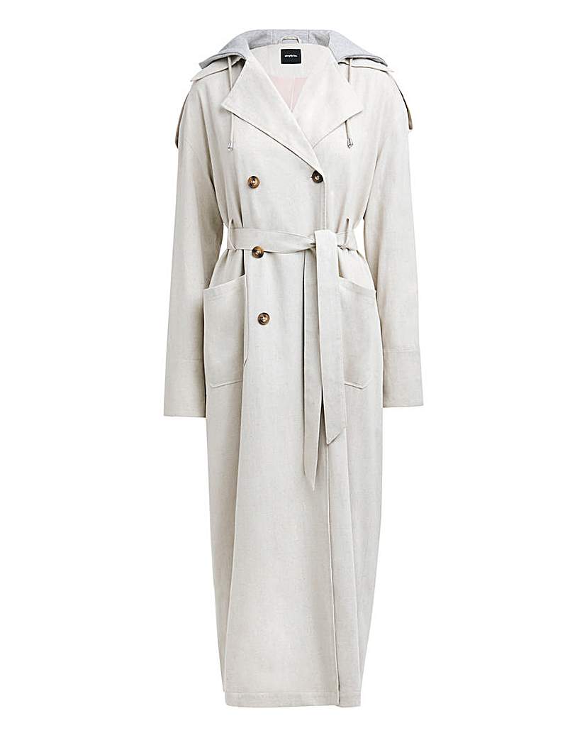 Neutral Linen Trench with Jersey Hood
