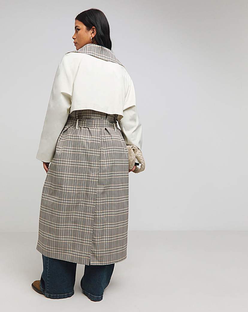 Cream Checked Mix Trench